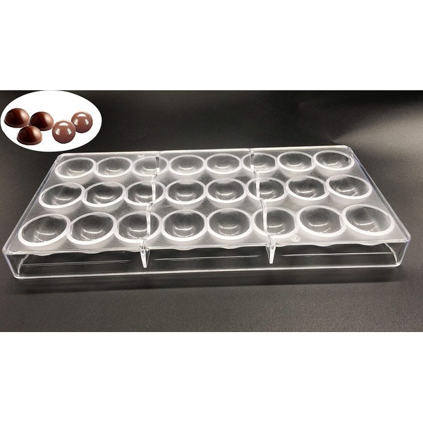 Candy Making Mold, Diamond Clear Polycarbonate Chocolate Mold Jelly Candy Making Mold 21-Piece Tray (Round candy mold)