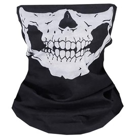 CHROME CRANE MK009 Men's Face Guard, Skull, Sports, Neck Warmer, Design, Cold Protection, White