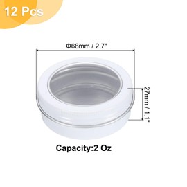 uxcell 2 oz Tin Cans, 8 Pcs Aluminum Round Tins, Travel Sized Small Metal Tins Cosmetic Sample Containers with Clear Lid for Lotion Bars Beard Balms Candles, White