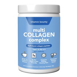 Vitamin Bounty Multi Collagen Complex - Hydrolyzed Collagen Peptides Types I, II, III, V & X - Supports Skin Elasticity, Joint Health, Hair & Nail Growth - 28 Servings