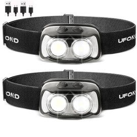 UFOND LED Headlights 2-Pack,1000 Lumen Motion Sensor Headlamp Rechargeble USB Cable Included,Ajustable Headband Lightweight Waterproof Flashlight for Camping Hiking Running,6 Modes for Outdoor