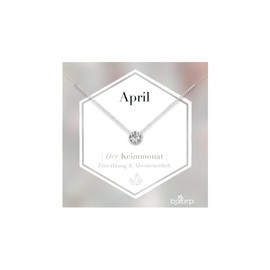 Bixorp Birthstone Necklace with Cubic Zirconia Pendant - Stainless Steel Chain with Round Zirconia Crystal - Gold & Silver, Stainless Steel, Cubic Zirconia