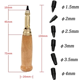 YFFSFDC Belt Hole Punching Leather Craft Belt Hole Punching Leather Hole Screw 0.06 inch (1.5/2/2.5/3/3.5/4 mm) Hammer No Need to Feel Hammer, Drilling Tools, Hand Made Tools, DIY Leather Tool