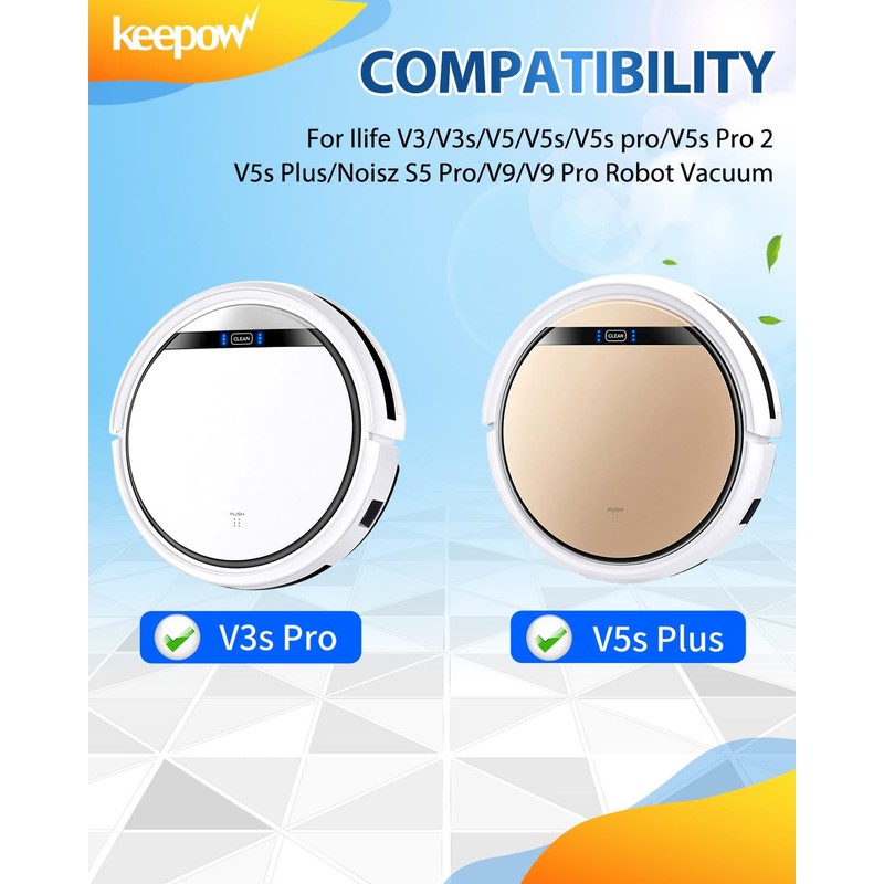 KEEPOW Vacuum Mop Replacement Pads Compatible with ILIFE V3/V3s/V5/V5s/V5s pro/V5s