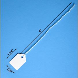 Merchandise Tags with String Attached - 1 1/4” x 7/8”, 1000 String Tags for Pricing, Small Tags with String for Jewelry, Strung Marking Tags for Pricing
