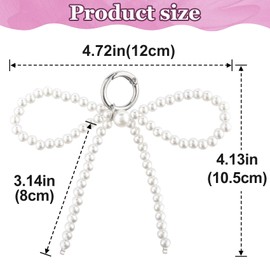 Joez Wonderful Pearl Bow Tassel Keychain, Cute Aesthetic Keychain, Y2k Pearl Bowknot Keyring, Decorative Accessories for Women Purse Bag Car Key