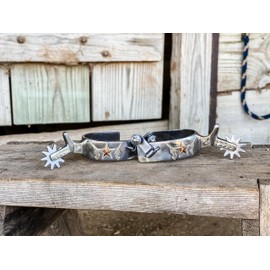 AJ Tack Men's Stainless Steel Stars and Double Shooter Spurs