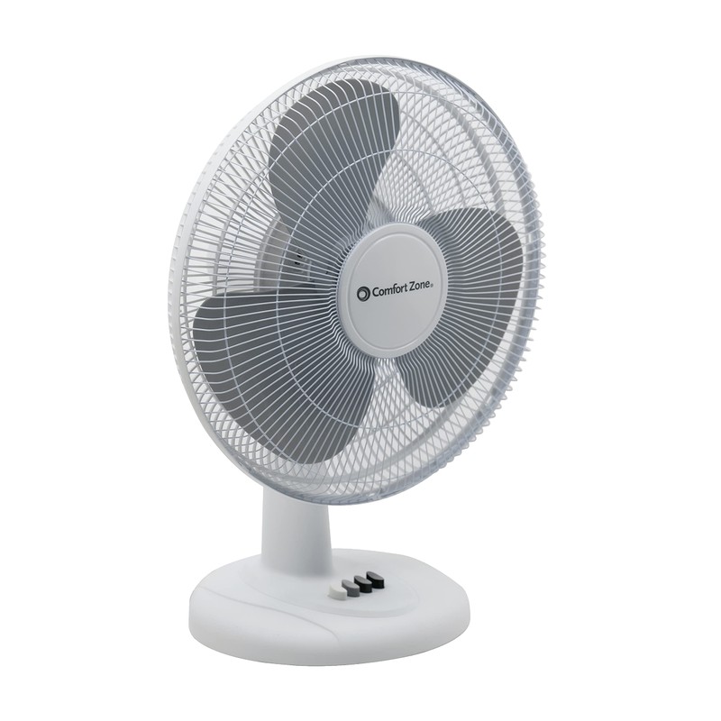 Comfort Zone Oscillating Table Fan with Adjustable Tilt, Convenient Push