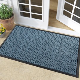 Yimobra Front Door Mat Outside Entrance, 36x24 Waterproof Outdoor Indoor Welcome Mat, Heavy Duty Doormat, Low Profile, Non Slip Garge Porch Entryway Mat, Easy Clean, Mix Blue