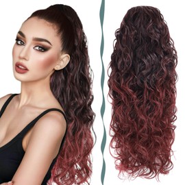 BHF Ponytail Extension - Long Curly Hair Extensions Ponytail Hair Pieces for Women Clip in Ponytail Hair Extensions Synthetic Drawstring Ponytail Long Wavy Fake Ponytail for Daily Use（mt1b/bug#）