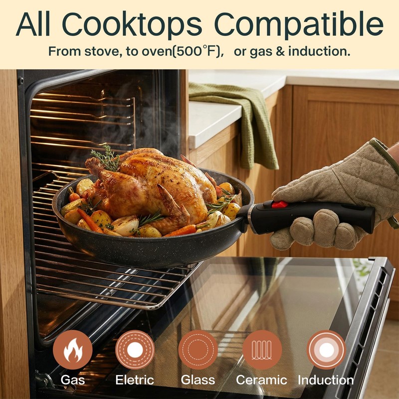 Pots and Pans Set Non Stick 21 PCs, Stackable Cookware