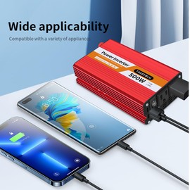 TAGEEBLU 500 W（1000 Peak） Power Inverter 12V DC to 110V AC Car Plug Adapter Converter with LCD Display Dual USB 2 AC Outlets Car Charger for Laptop Computer, Phone，Road Trip Camping Essentials.