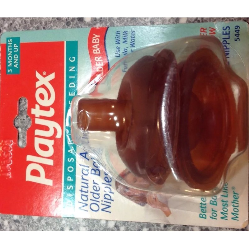 PLAYTEX OLDER BABY FAST FLOW FLAT TOP NIPPLES DISCONTINUED HARD