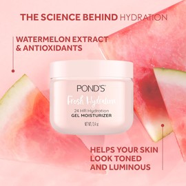 POND'S Gel hidratante facial con extracto de sandía y antioxidantes para una piel tonificada y luminosa, 3,4 oz