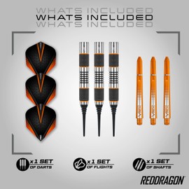 RED DRAGON Amberjack 1 Soft Tip: 18g - Tungsten Soft Tip Darts Set with Flights and Stems