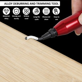 Deburring Tool Kit with Countersink Hand Reamers and 10 Extra Blades Sturdy Burr Removal Tool Burr Edges Removing Hand Tool for Brass Steel Aluminum Wood(Red 2)