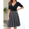 oxiuly Women's Chic Criss-Cross V-Neck Half Sleeve Polka Dot Cotton