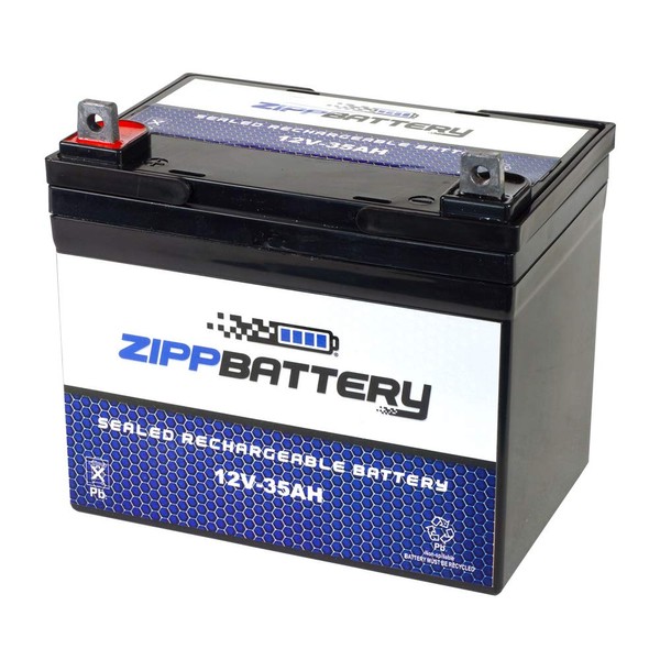Zipp Battery 12V 35AH SLA Rechargeable Replacement Battery for Lawn Mower, UPS Back Up, and More: 7.68 x 5.12 x 6.46, Nut and Bolt (T3) Terminal