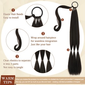 Sofeiyan Braid Extensions Pferdeschwanz Verlängerung mit Haargummi 76cm Lange Geflochtener Ponytail Verlängerung Natürliches Haarverlängerung Synthetisches Zopf Haarteil für Damen