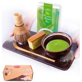 Goodwei Matcha Set of 6 (Kumo) Including Organic Matcha and Tea Tray, Ceramic, 180 ml