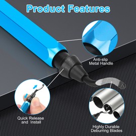 TheSiliconValley Deburring Tool Set Metal Handle Deburrer + 10PCS BS1010 HSS Burr Removal Blades