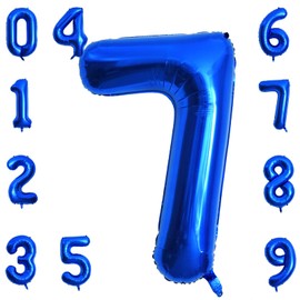 40 Inch Dark Blue Foil Number Balloons, Large 7 Number Balloons for Birthday Party Decor Anniversary Decoration