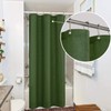 KOUFALL Olive Green Waterproof Linen Fabric Shower Curtain for Bathroom