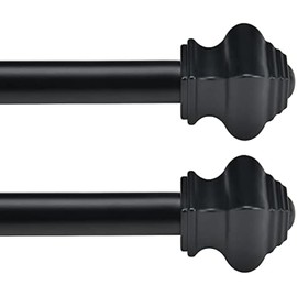 Curtain Rods for Windows 32-48 inch, 5/8"Black Curtain Rods 2 pack, Heavy Duty Curtain Rods for Bedroom, Living Room, Outdoor Black Curtain Rods Set of 2