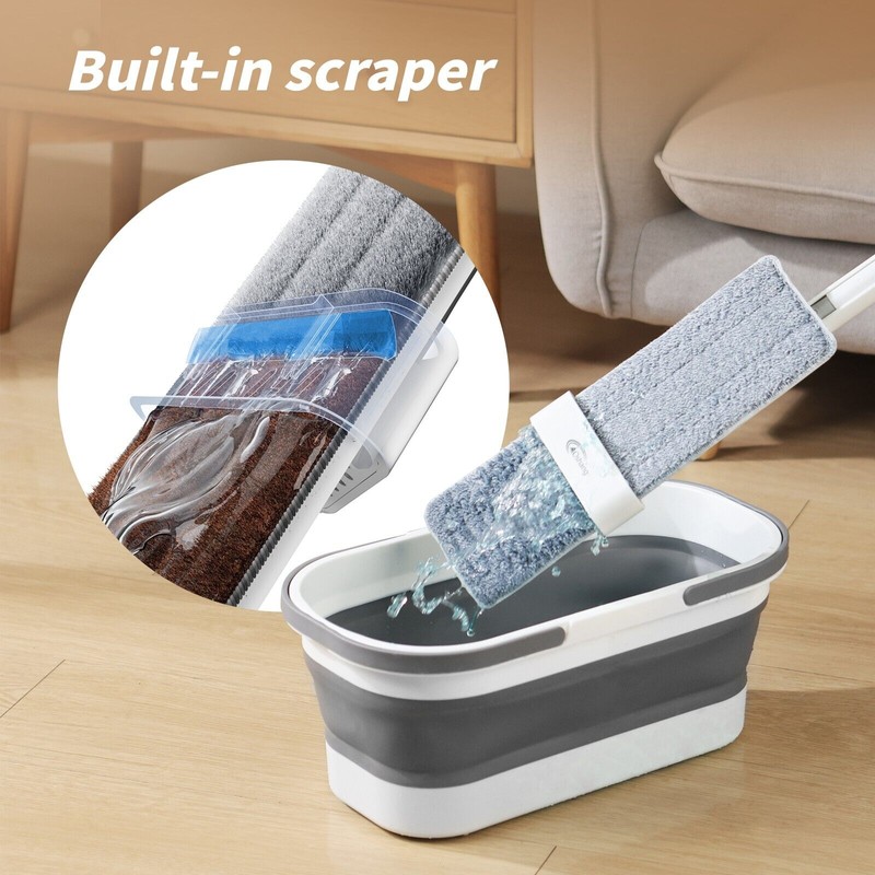 oshang Flat Mop and Foldable Bucket Set. Mops for Floor