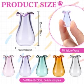 Ninehaoou 5 Pcs Cat Whisker Vase Tiny Vase for Cat Whisker Miniature Vase Tiny Vase for Decoration Cat Whisker Holder Miniature Dollhouse Accessories for Dollhouse Furniture(Flower Vase)
