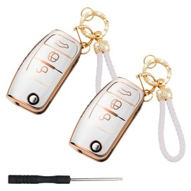 2Pcs Cases Keychain for Ford 3, Car Key Cover, Ford Key Cover, Ford Ka Key Cover, Ford Key Fob Cover Car Fob Cover For Ford Fiesta Compatible with Focus Fiesta Galaxy Kuga C-Max S-Max Mondeo MK4 Focus