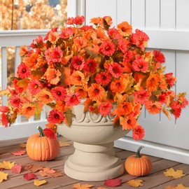 INQCMY Artificial Fall Flowers for Outdoors Realistic Fake Petunias Faux Autumn Flowers Fake Fall Floral UV Resistant Waterproof for Porch Planter Balcony Garden Yard Outdoor Indoor Decor