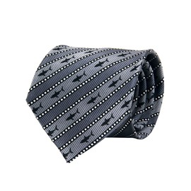 [COLORATA] Carolata Shark Pattern Necktie (100% Silk / Jacquard Woven), Animal Pattern, Shark 57.1 x 3.3 inches (145 x 8.5 cm), Gift Present, grey & dark grey