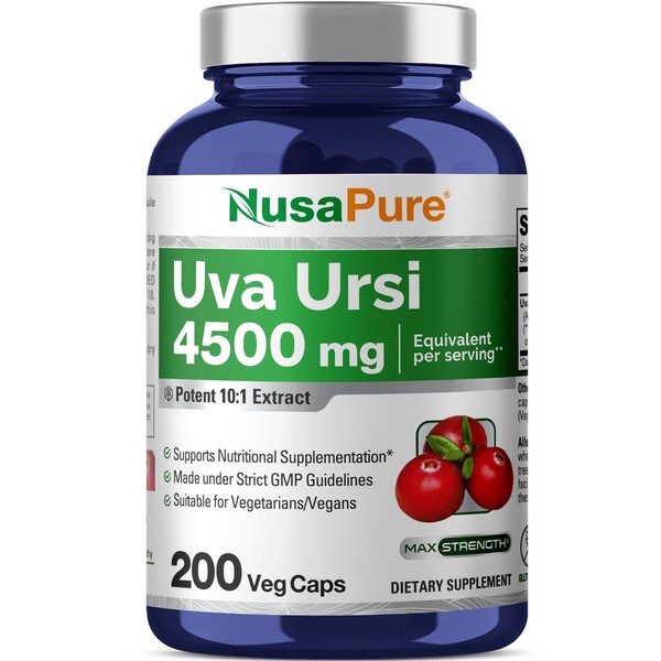 NusaPure Uva Ursi 4500mg 200 Vegetarian caps (Non-GMO, Gluten Free) Bearberry