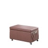 HomeRoots Brown Weave Faux Leather Rolling Storage Ottoman with Multi