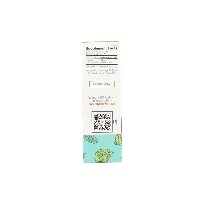 Mary Ruths Clorofila Líquida Vegana con Sabor a Menta, 60