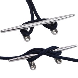 Laorde Boat Cleat 4 inch 5 inch 6 inch 8 inch 10 inch Open Base 316 Stainless Steel Dock Cleat Marine Grade Rope Cleat with Fasteners for Kayaks, Nautical Decor (Silver 5 inch 2 Pack)