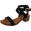 TOP Moda Women's Vision-75 Ankle Wrap Adjustable Buckle Stacked Chunky