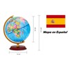 Exerz Illuminated World Globe 20cm Diameter Wooden Base - Spanish