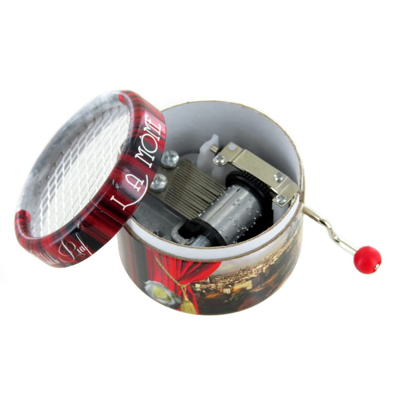 Round Hand-cranked Musical Box/Music Box Made of Reinforced Cardboard -