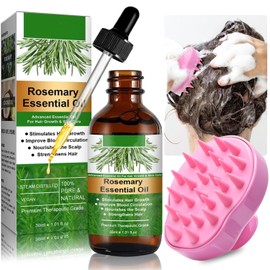 Aceite de Romero con cepillos Masajeador del cuero cabelludo Para el Cabello y Masajeador Cuero Cabelludo, Rosemary Oil Hair Growth, Aceite Esencial Romero Para Las Cejas y Las Pestañas, Cuidado De La Piel, Puro y Natural, 30ml