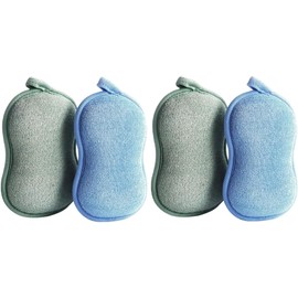 Paquete de 4 Esponjas de Baño de Fibra Vegetal con Doble Cara para Masaje y Cuidado Corporal