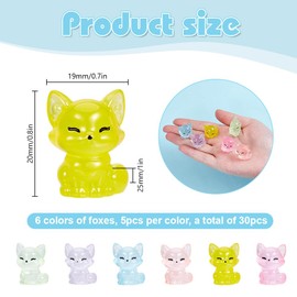 DELORIGIN 30 Stück Mini Fuchs Aus Kunstharz Leuchtende Mini Tierfiguren 6 Farben Winzige Tiere Fuchs Für DIY Garten Mikro Feenlandschaft Party Kuchendekoration