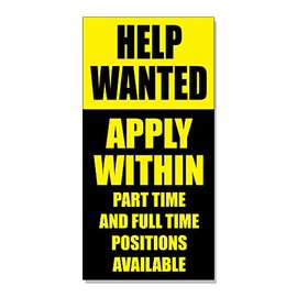Help Wanted Apply Within Business Decal Sticker Retail Store Sign - 14.5 x 36 inches