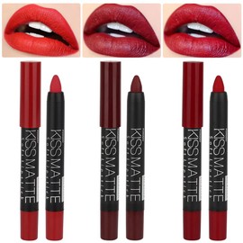 BINGBRUSH 3 Colors Longwear Lipstick Pack Set, Matte Color Stick Ultimate Lip Crayon for Makeup Collection - Nourishing Waterproof Velvet Lipgloss Lip Stain (10# 11# 18#)