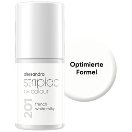 alessandro Striplac UV-Nagellack French White Milky - Deckend & Kratzfest bis zu 15 Tage - Leichtes Auftragen - Schonende Abziehtechnologie - Vegan - Weiß, 6,5ml