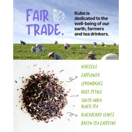 Kubo Tea Organic High Energy Iced Tea - High Caffeine Coffee Substitute with 20 Servings (155mg Caffeine each) - Pillow Tea Bags - Half & Half Lemonade Flavor w/Compostable & Biodegradable Packaging