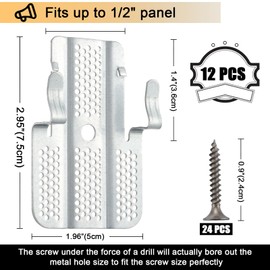 Drywall Repair Clips 12 Pack, Drywall Fastener Clip Kit, Stainless Steel Wall Hole Repair Patch Fits 1/2 inch Panels for DIY Damaged Walls Repairing, Home Improvement, by SANJIAN