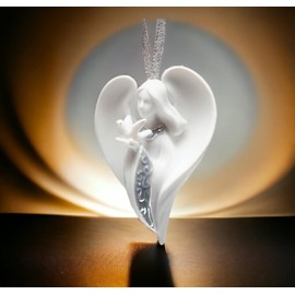 Fine Porcelain Angel of Peace Angel Releasing Dove Christmas Tree Hanging Ornament, 3" H