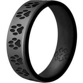 Knot Theory Dog Paws Silicone Ring for Men Women - Dark Silver Size 06 6mm Breathable Comfort Fit Engagement Wedding Band